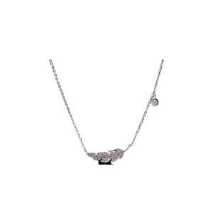 Crystal Feather Pendant 925 Silver Plated NEW
